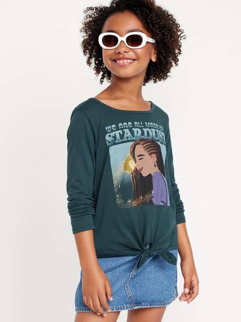 Long-Sleeve Licensed Pop-Culture Tie-Knot T-Shirt for Girls
