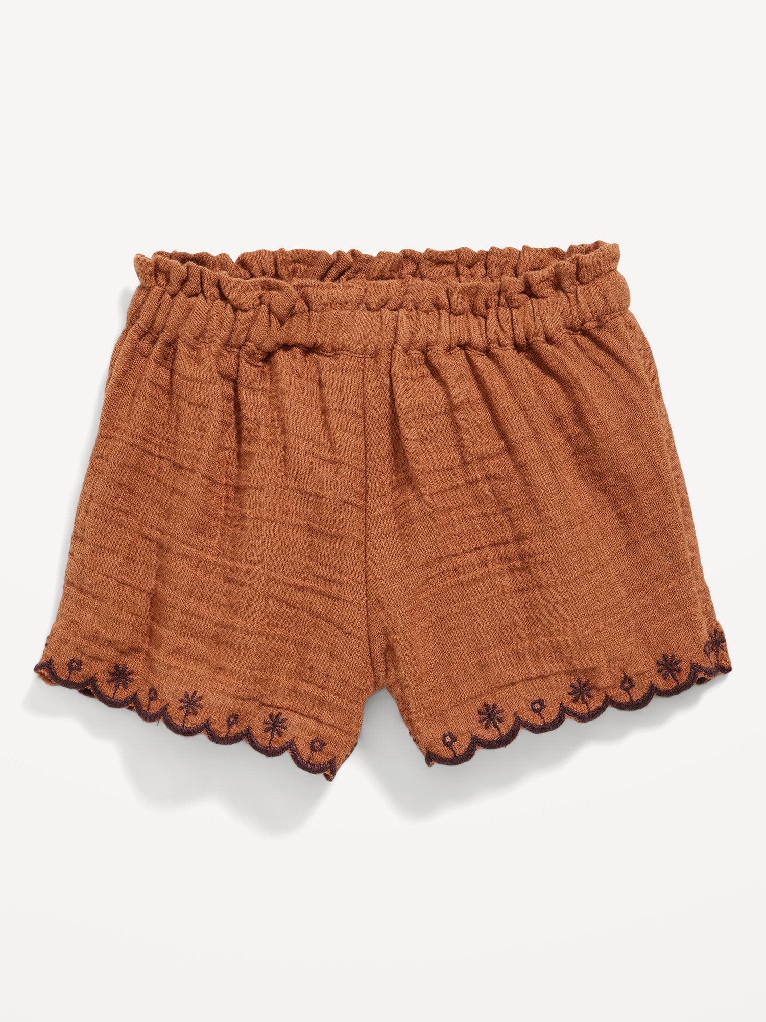 Double-Weave Scallop-Trim Shorts for Baby