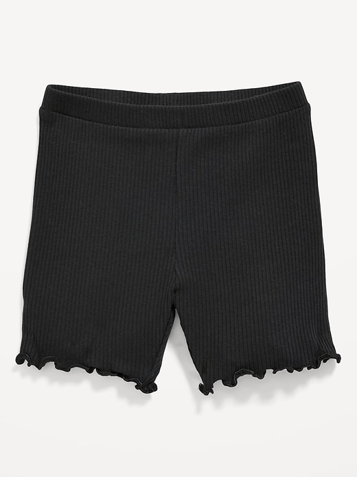 View large product image 1 of 2. Rib-Knit Lettuce-Edge Biker Shorts for Toddler Girls