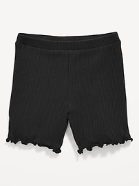 Image number 1 showing, Rib-Knit Lettuce-Edge Biker Shorts for Toddler Girls