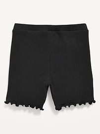 Image number 2 showing, Rib-Knit Lettuce-Edge Biker Shorts for Toddler Girls