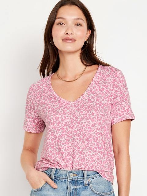 Luxe V-Neck T-Shirt - Pink