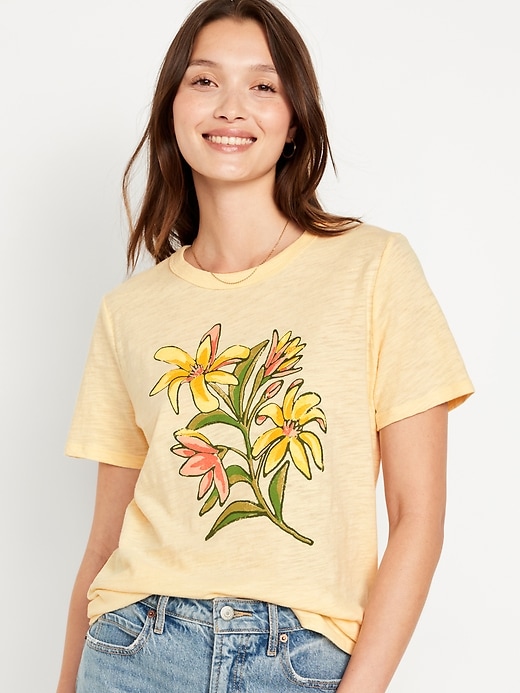 L'image numéro 1 présente T-shirt passe-partout imprimé en tricot flammé pour Femme