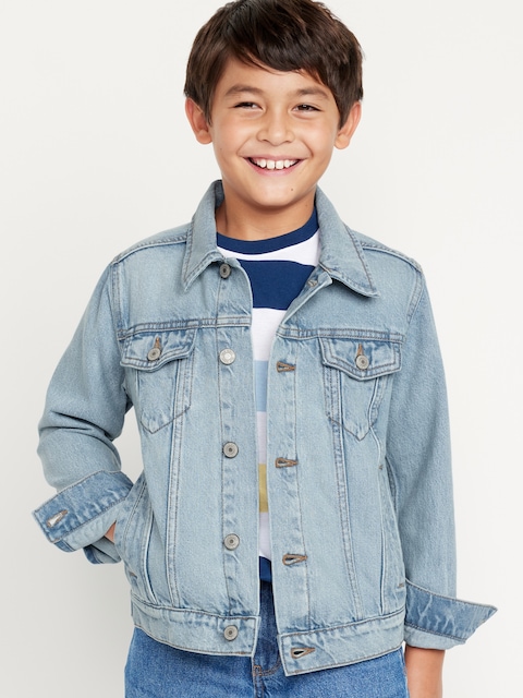 Veste en denim de coton non extensible pour Garçon - Bleu