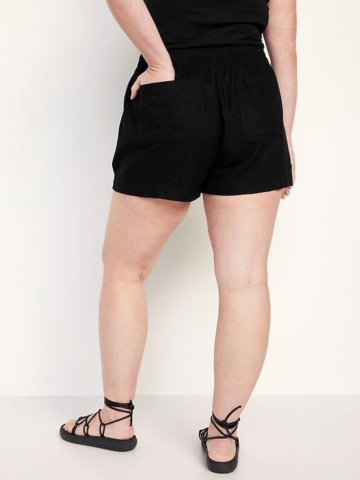 Image number 6 showing, High-Waisted Linen-Blend Pull-On Shorts -- 3.5-inch inseam