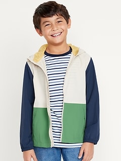 Hooded Zip-Front Water-Resistant Jacket for Boys