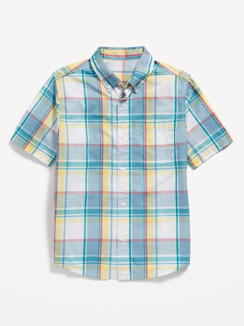 Plaid Poplin Pocket Shirt for Boys - Blue/Yellow Plaid