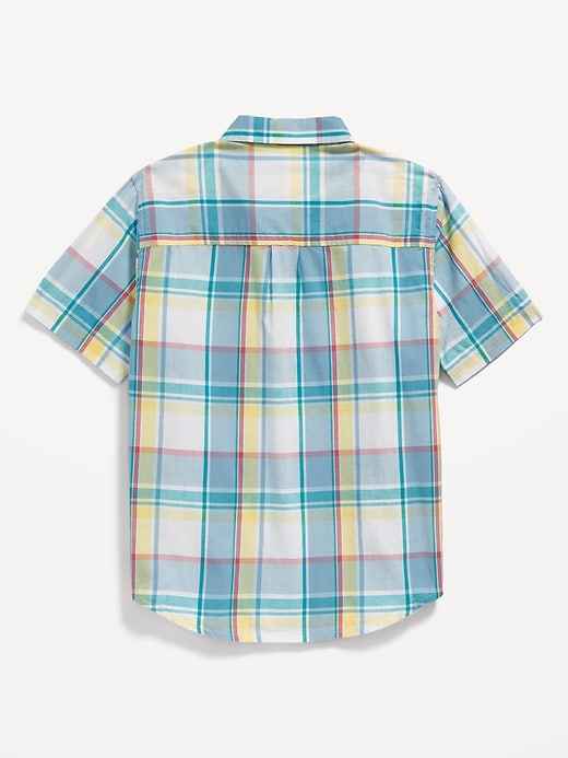 View large product image 2 of 2. Plaid Poplin Pocket Shirt for Boys