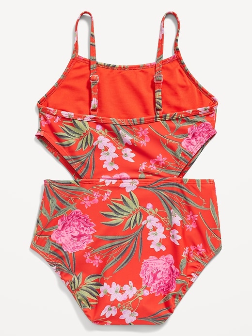 View large product image 2 of 4. Printed Side-Cutout One-Piece Swimsuit for Girls