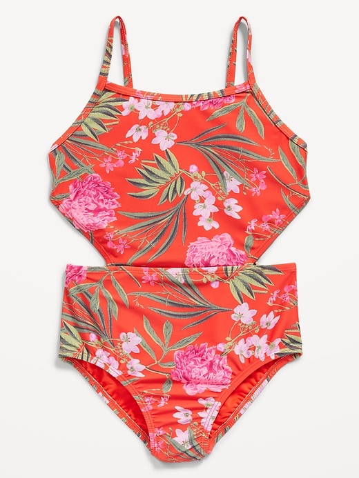 View large product image 1 of 4. Printed Side-Cutout One-Piece Swimsuit for Girls