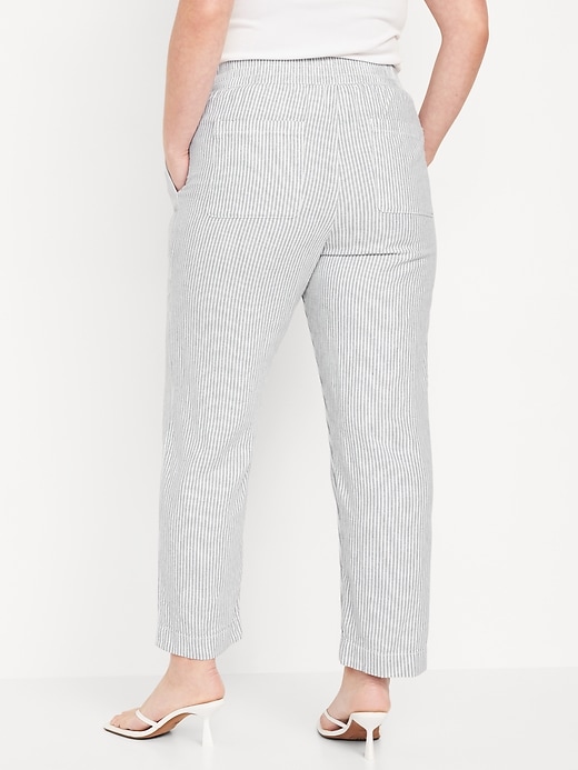 Image number 6 showing, High-Waisted Linen-Blend Straight Pants