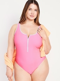 Half Zip One-Piece Swimsuit