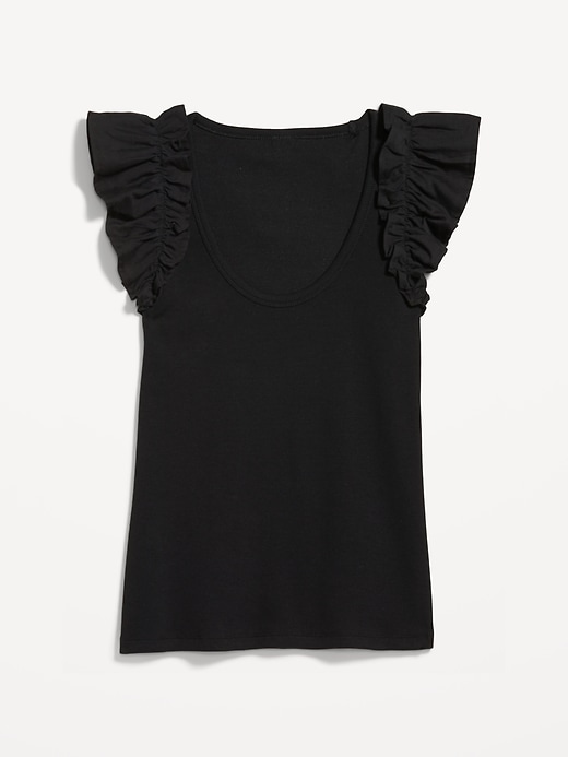 Image number 4 showing, Ruffled Mixed Fabric Tank Top