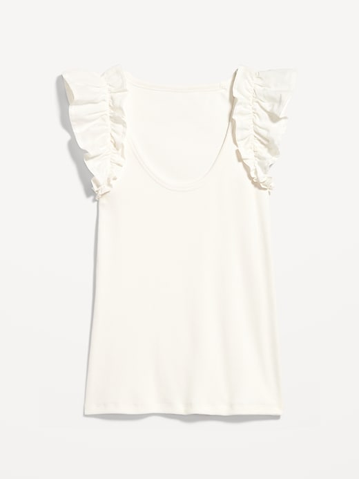 Image number 4 showing, Ruffled Mixed Fabric Tank Top