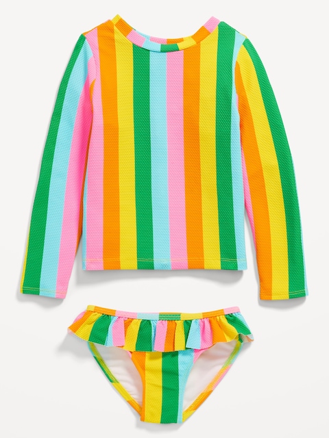 Ruffle-Trim Bikini Swim Set for Toddler and Baby - Multi Stripe