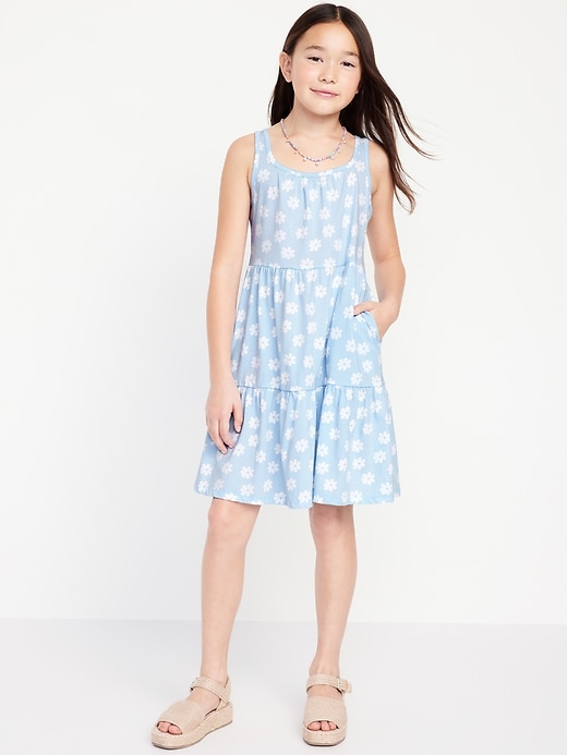 View large product image 1 of 4. Printed Sleeveless Tiered Dress for Girls