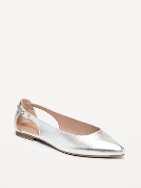 Faux-Leather Slingback Ballet Flat
