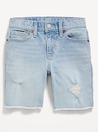 View large product image 4 of 4. High-Waisted Ripped Frayed-Hem Jean Bermuda Shorts for Girls