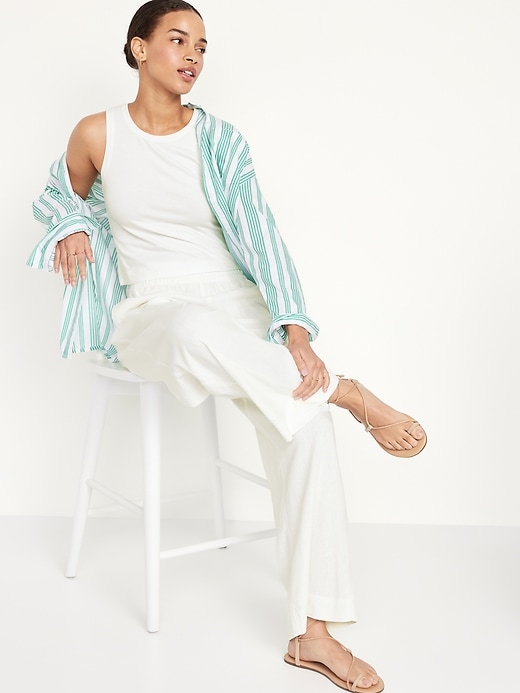 Image number 3 showing, High-Waisted Linen-Blend Wide-Leg Pants