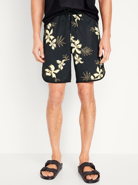 Novelty Board Shorts -- 8-inch inseam - Black Floral