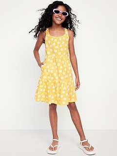 Printed Sleeveless Tiered Dress for Girls