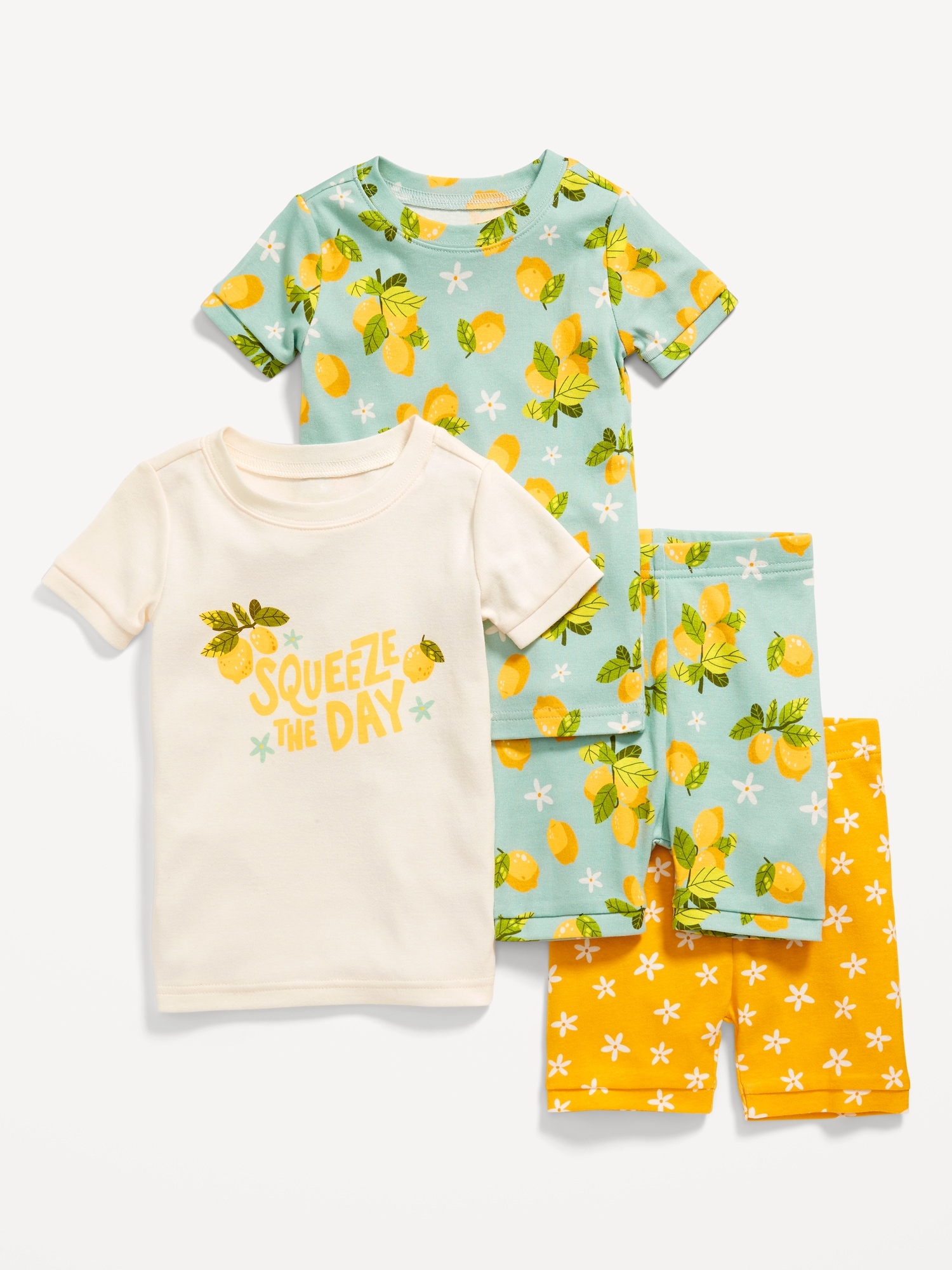 Unisex 4-Piece Printed Snug-Fit Pajama Set for Toddler & Baby