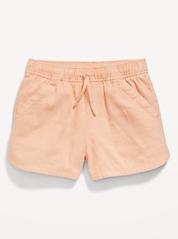 View large product image 4 of 4. Linen-Blend Drawstring Shorts for Girls