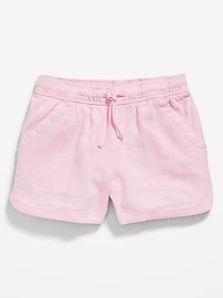 Voir une image plus grande du produit 4 de 4. Short en mélange de lin à cordon coulissant pour Fille