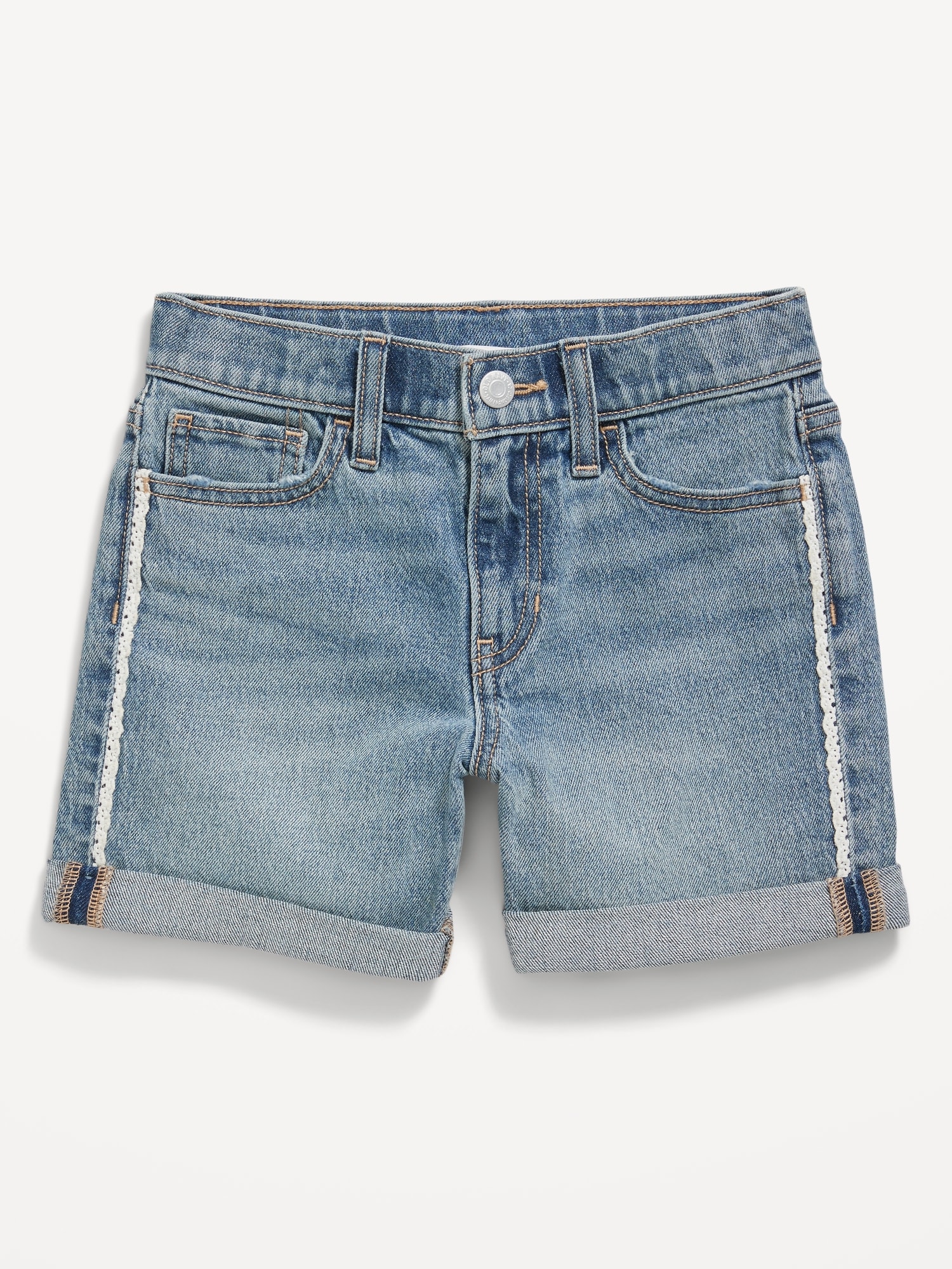 Jean shorts with lace sales trim