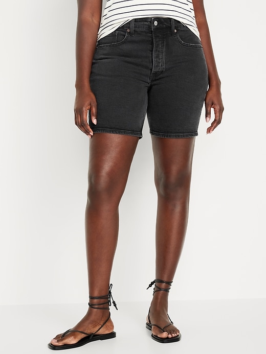 Image number 5 showing, High-Waisted OG Button-Fly Jean Shorts -- 7-inch inseam