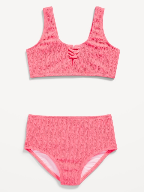 Lace-Up Front Bikini Swim Set for Girls