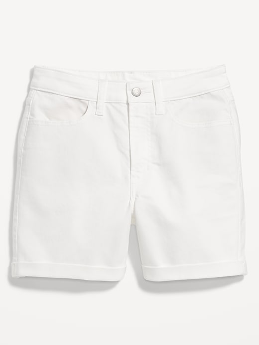 L'image numéro 4 présente Short OG en denim à taille haute et à revers, entrejambe de 12,5 cm