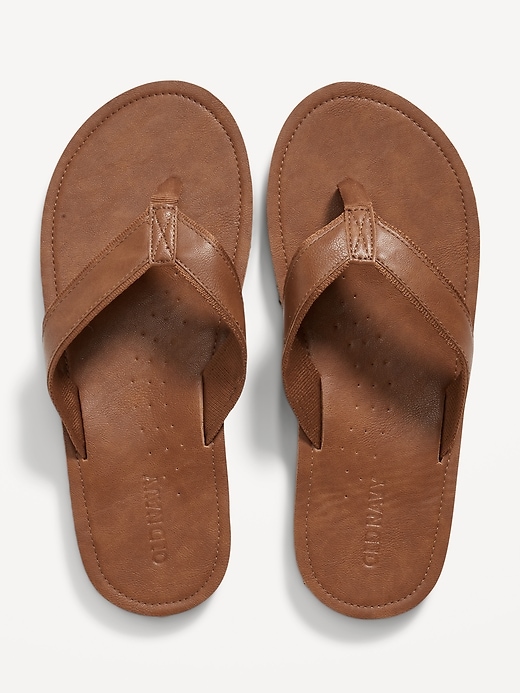 View large product image 1 of 1. Faux-Leather Flip-Flop Sandals for Men