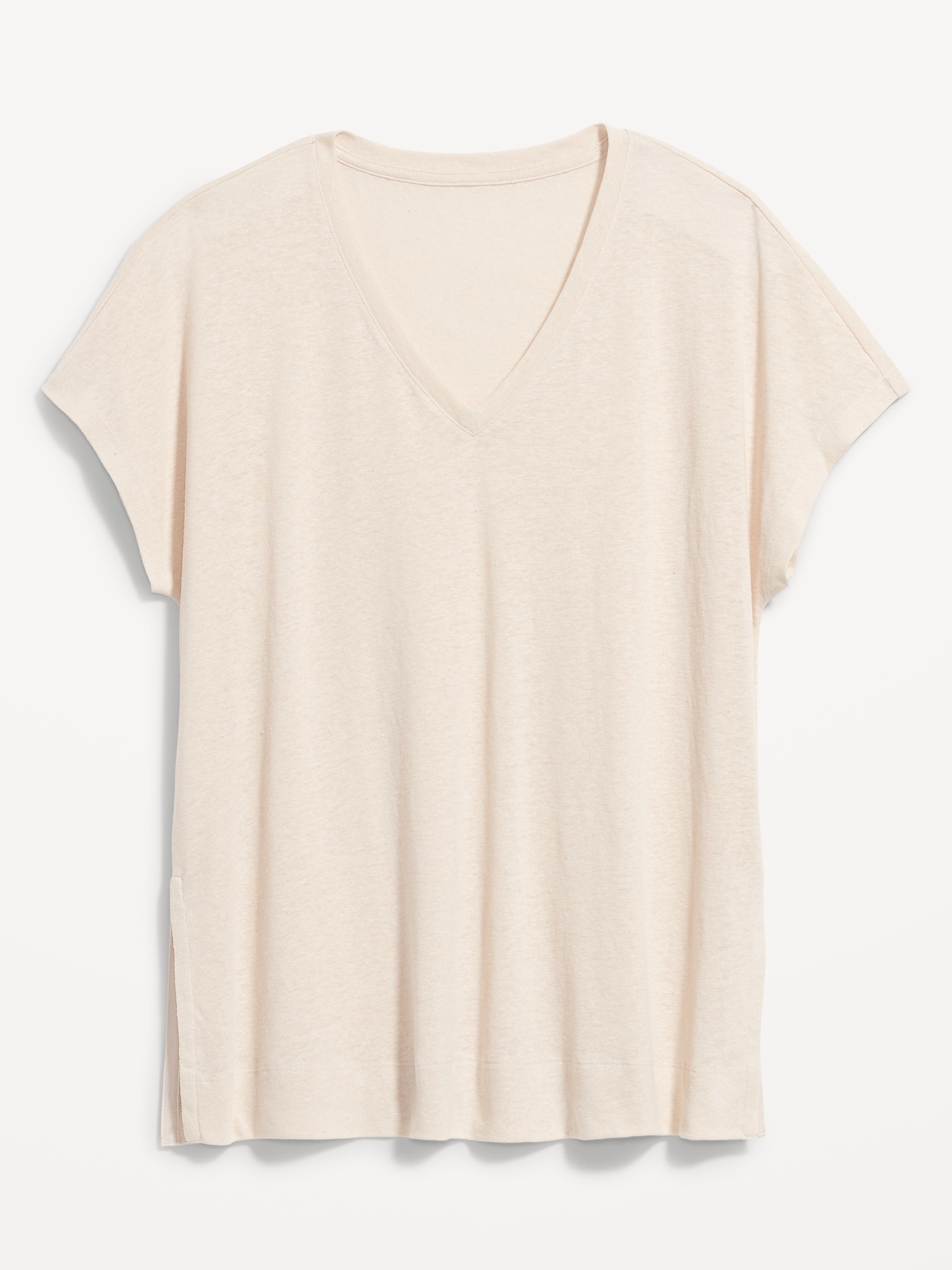 Oversized Linen-Blend Tunic T-Shirt