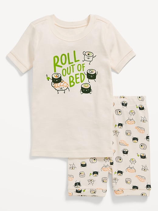 View large product image 1 of 2. Unisex Snug-Fit Graphic Pajama Shorts Set for Toddler & Baby