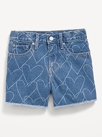 View large product image 4 of 4. Printed High-Waisted Frayed-Hem Jean Shorts for Girls