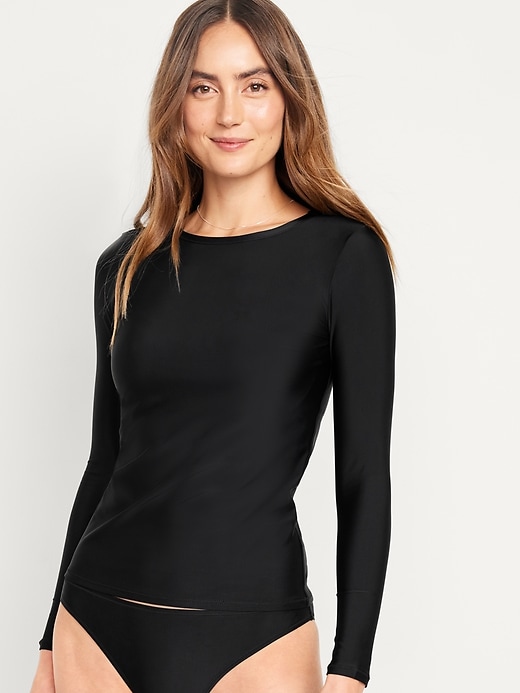 Image number 1 showing, Long-Sleeve Matte Rashguard Swim Top