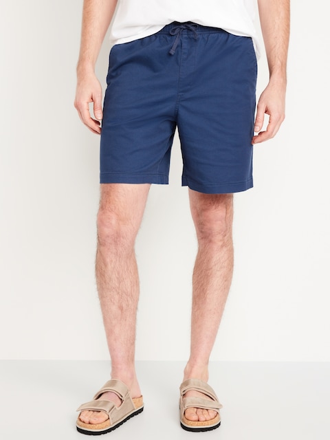 Pull-On Twill Jogger Shorts -- 7-inch inseam