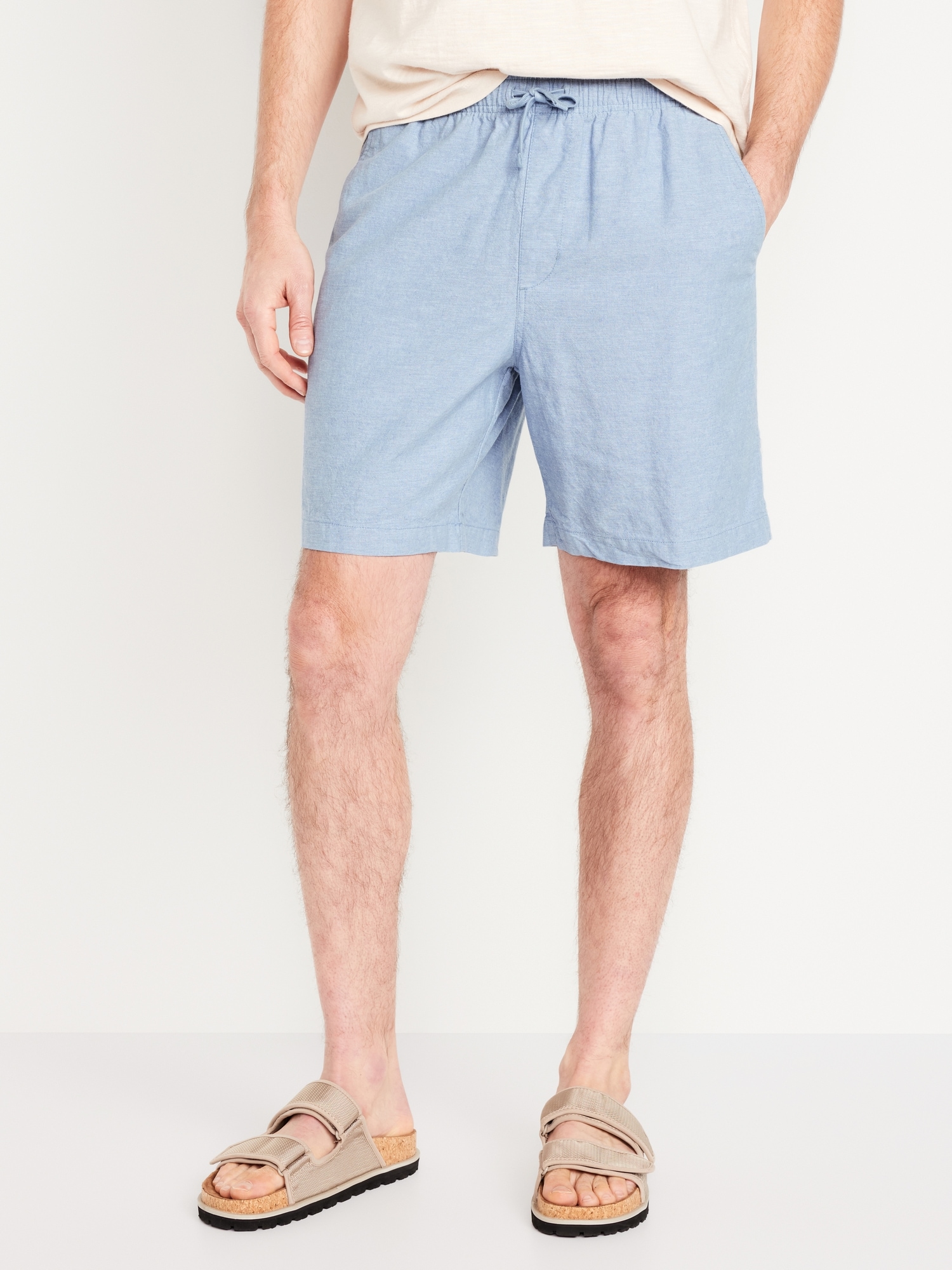 Blue Linen Shorts for Men