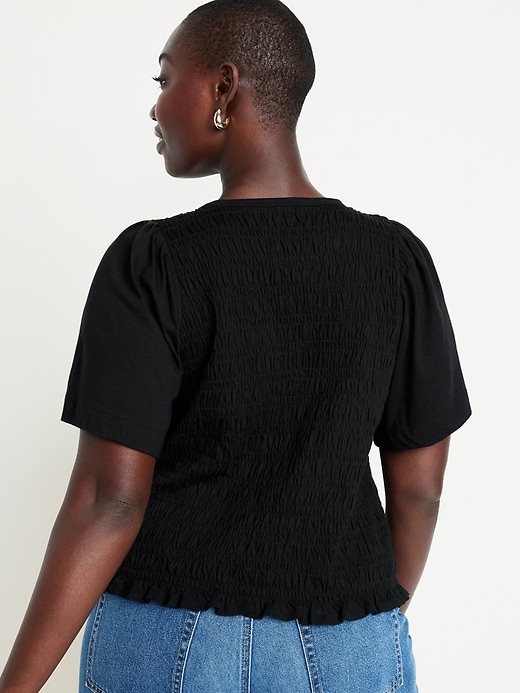 Image number 6 showing, Short-Sleeve Smocked Top