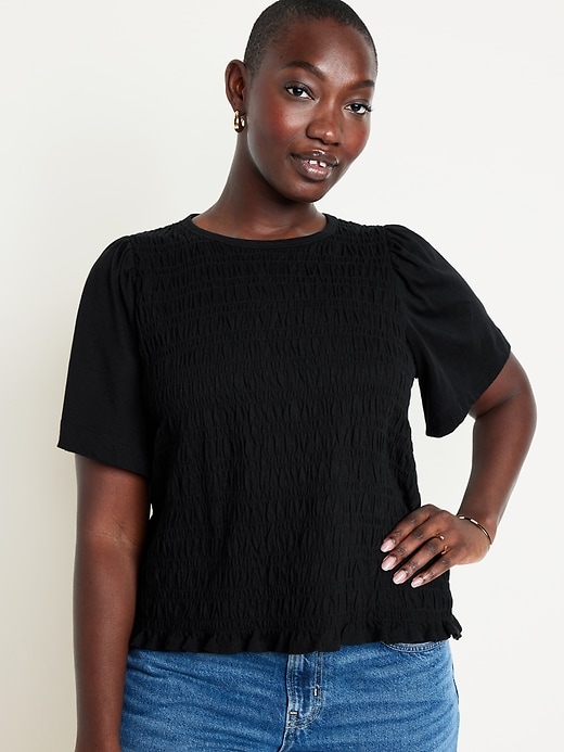 Image number 5 showing, Short-Sleeve Smocked Top