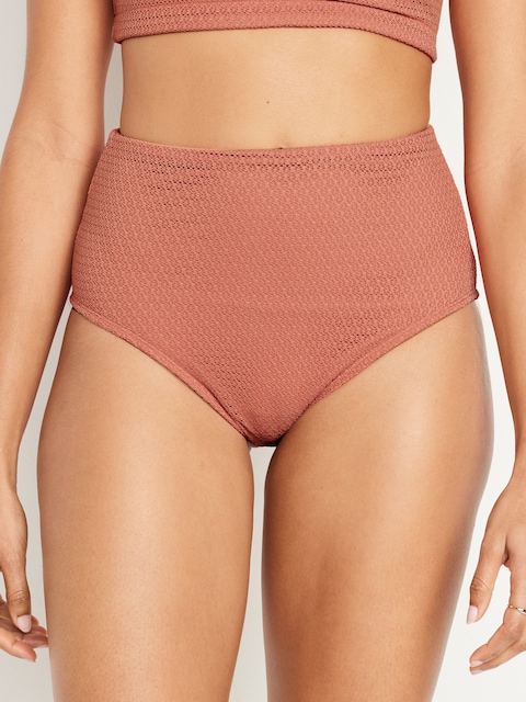 High-Waisted Crochet Bikini Swim Bottoms