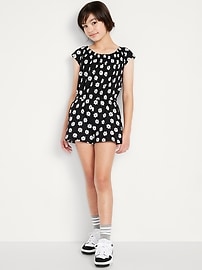 Image number 1 showing, Short-Sleeve Cinched-Waist Romper for Girls
