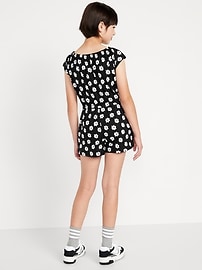 Image number 2 showing, Short-Sleeve Cinched-Waist Romper for Girls