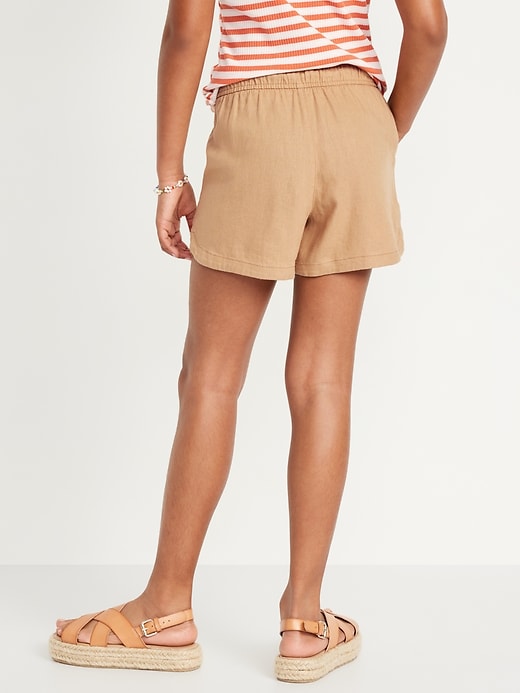 View large product image 2 of 4. Linen-Blend Drawstring Shorts for Girls