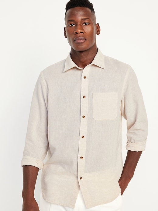 Image number 1 showing, Classic Fit Everyday Linen-Blend Shirt