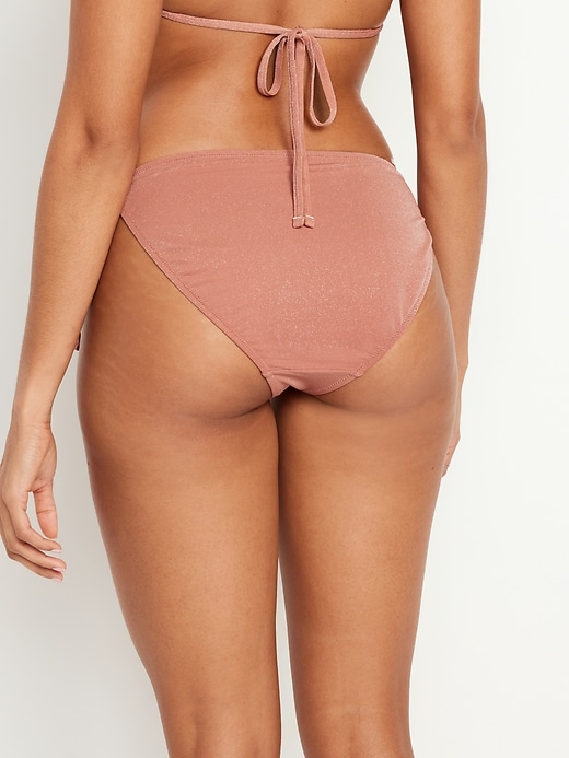 Image number 8 showing, Mid-Rise Side-Tie Shine String Bikini Swim Bottoms