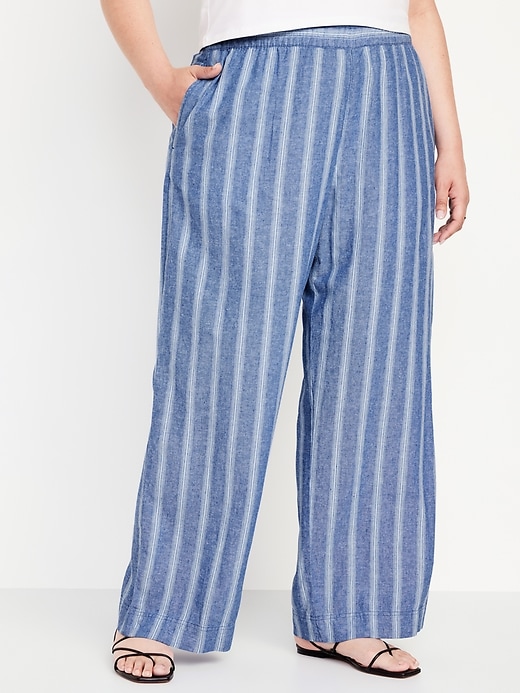 Image number 7 showing, High-Waisted Linen-Blend Wide-Leg Pants