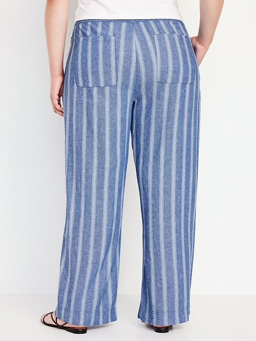 Image number 8 showing, High-Waisted Linen-Blend Wide-Leg Pants