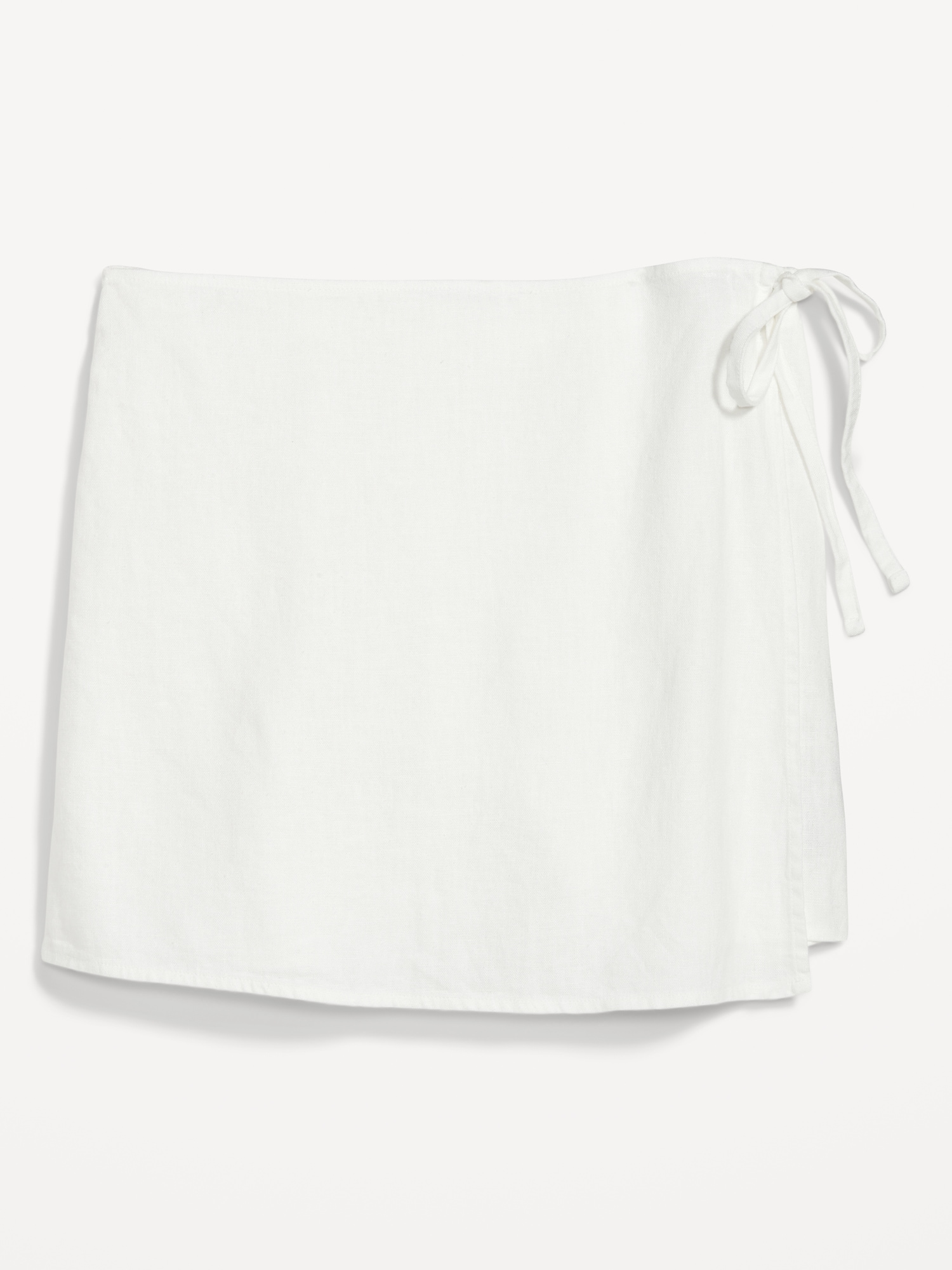 High-Waisted Linen-Blend Wrap-Front Mini Skort